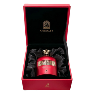 Parfum Alhambra Amberly Amorosso 100 ml, sticla eleganta cu reflexii calde si dop auriu.