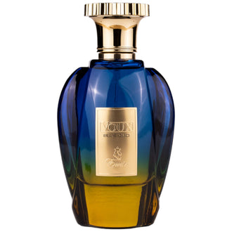 Sticla de parfum Emir Voux Blue Oud 100 ml, design elegant si luxos, cu finisaje atent lucrate, potrivit pentru iubitorii de parfumuri orientale rafinate