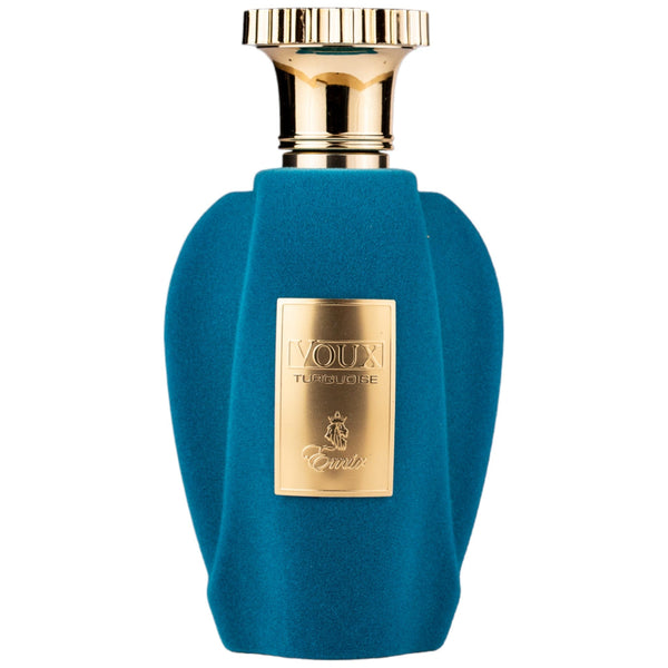 Sticla de parfum Emir Voux Turquoise 100 ml, design elegant si luxos, cu finisaje atent lucrate, potrivit pentru iubitorii de parfumuri orientale rafinate