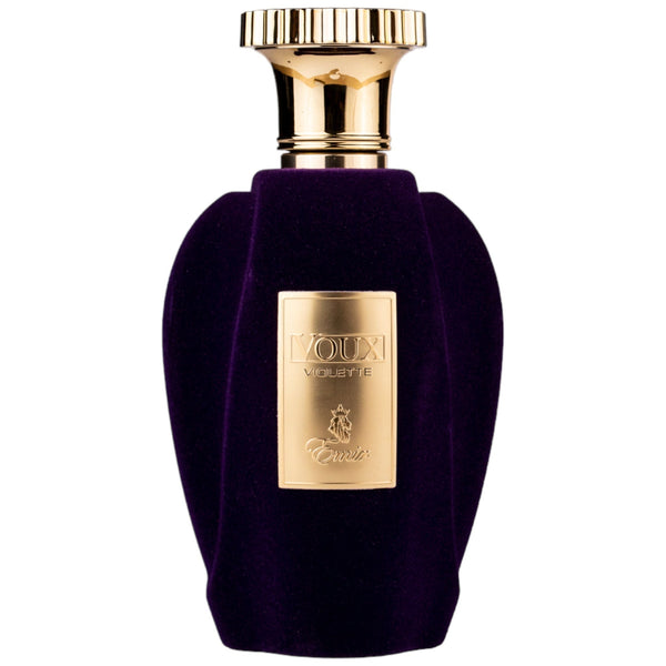Sticla de parfum Emir Voux Violette 100 ml, design elegant si luxos, cu finisaje atent lucrate, potrivit pentru iubitorii de parfumuri orientale rafinate