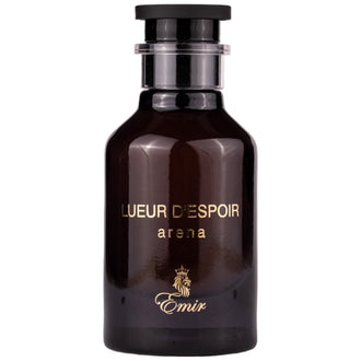 Sticla de parfum Emir Lueur d'Espoir Arena 100 ml, design elegant si luxos, cu finisaje atent lucrate, potrivit pentru iubitorii de parfumuri orientale rafinate