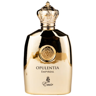 Sticla de parfum Emir Opulentia Empyreal 100 ml, design elegant si luxos, cu finisaje atent lucrate, potrivit pentru iubitorii de parfumuri orientale rafinate