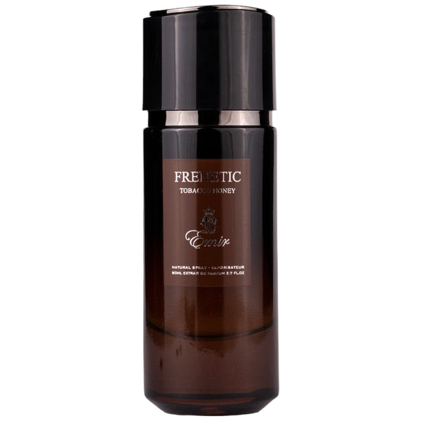 Sticla de parfum Emir Frenetic Tobacco Honey 80 ml, design elegant si luxos, cu finisaje atent lucrate, potrivit pentru iubitorii de parfumuri orientale rafinate