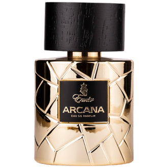 Sticla de parfum Emir Arcana 100 ml, design elegant si luxos, cu finisaje atent lucrate, potrivit pentru iubitorii de parfumuri orientale rafinate