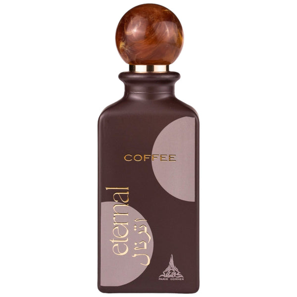 Sticla de parfum Paris Corner Eternal Coffee 85 ml, design elegant si luxos, cu finisaje atent lucrate, potrivit pentru iubitorii de parfumuri orientale rafinate