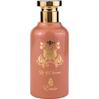 Sticla de parfum Emir La Charme 100 ml, design elegant si luxos, cu finisaje atent lucrate, potrivit pentru iubitorii de parfumuri orientale rafinate
