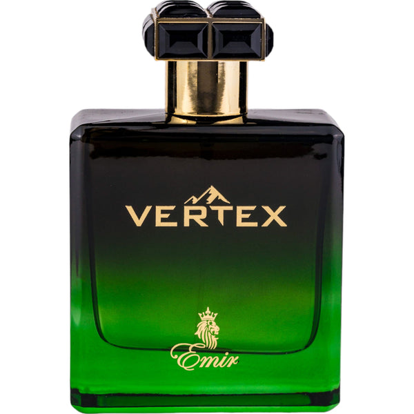 Sticla de parfum Emir Vertex 100 ml, design elegant si luxos, cu finisaje atent lucrate, potrivit pentru iubitorii de parfumuri orientale rafinate