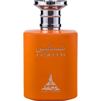Sticla de parfum Paris Corner Taskeen 100 ml, design elegant si luxos, cu finisaje atent lucrate, potrivit pentru iubitorii de parfumuri orientale rafinate