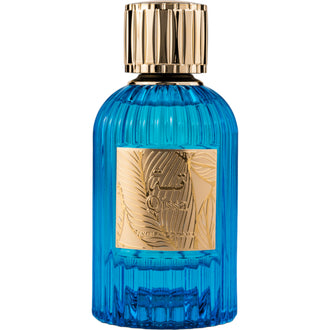Sticla de parfum Paris Corner Qissa Blue 100 ml, design elegant si luxos, cu finisaje atent lucrate, potrivit pentru iubitorii de parfumuri orientale rafinate