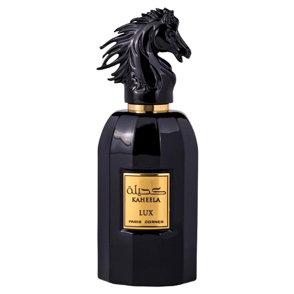 Sticla de parfum Paris Corner Kaheela Lux 85 ml, design elegant si luxos, cu finisaje atent lucrate, potrivit pentru iubitorii de parfumuri orientale rafinate