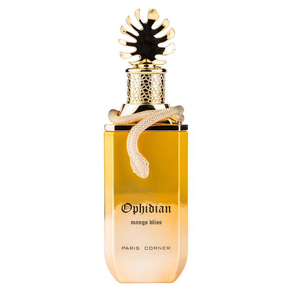 Sticla de parfum Paris Corner Ophidian Mango Bliss 100 ml, design elegant si luxos, cu finisaje atent lucrate, potrivit pentru iubitorii de parfumuri orientale rafinate