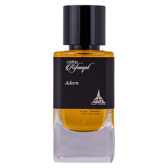 Sticla de parfum Paris Corner Rifaaqat Adorn 85 ml, design elegant si luxos, cu finisaje atent lucrate, potrivit pentru iubitorii de parfumuri orientale rafinate