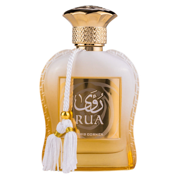 Sticla de parfum Paris Corner Rua Extrait de Parfum 100 ml, design elegant si luxos, cu finisaje atent lucrate, potrivit pentru iubitorii de parfumuri orientale rafinate