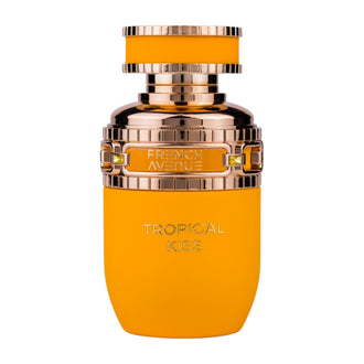 Sticla de parfum French Avenue Tropical Kiss 80 ml, design elegant si luxos, cu finisaje atent lucrate, potrivit pentru iubitorii de parfumuri orientale rafinate