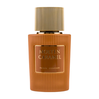 Sticla de parfum Paris Corner Molten Caramel 100 ml, design elegant si luxos, cu finisaje atent lucrate, potrivit pentru iubitorii de parfumuri orientale rafinate