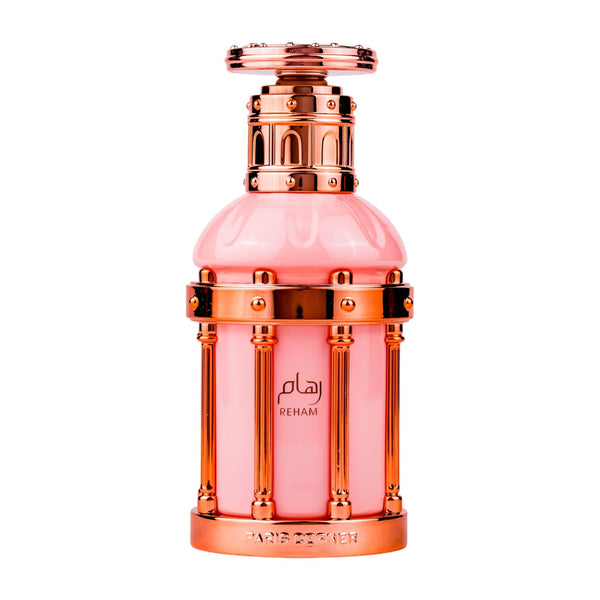 Sticla de parfum Paris Corner Reham Rose Petals 100 ml, design elegant si luxos, cu finisaje atent lucrate, potrivit pentru iubitorii de parfumuri orientale rafinate