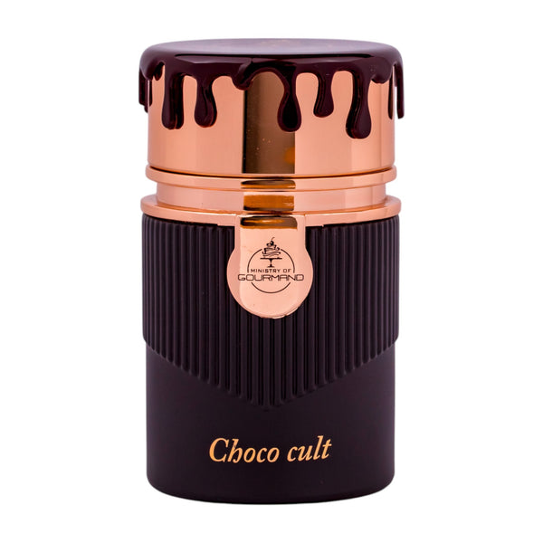 Sticla de parfum Ministry of Gourmand Choco Cult 100 ml, design elegant si luxos, cu finisaje atent lucrate, potrivit pentru iubitorii de parfumuri orientale rafinate