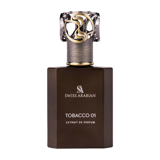 Sticla de parfum Swiss Arabian Tobacco 01 Extrait de Parfum 50 ml, design elegant si luxos, cu finisaje atent lucrate, potrivit pentru iubitorii de parfumuri orientale rafinate
