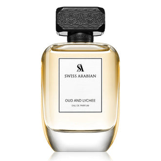 Sticla de parfum Swiss Arabian Oud and Lychee CC 100 ml, design elegant si luxos, cu finisaje atent lucrate, potrivit pentru iubitorii de parfumuri orientale rafinate