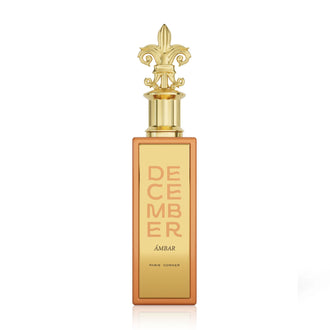 Sticla de parfum Paris Corner December Ambar 100 ml, design elegant si luxos, cu finisaje atent lucrate, potrivit pentru iubitorii de parfumuri orientale rafinate