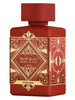 Parfum Lattafa Badee al Oud Sublime 100 ml, flacon rosu cu design auriu.