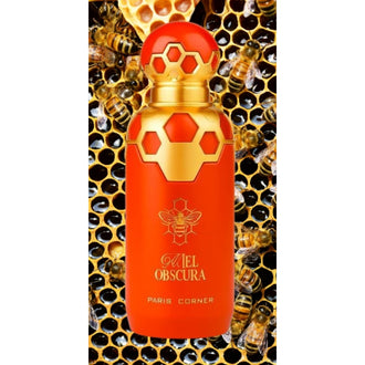 Sticla de parfum Paris Corner Miel Obscura 100 ml, design elegant si luxos, cu finisaje atent lucrate, potrivit pentru iubitorii de parfumuri orientale rafinate