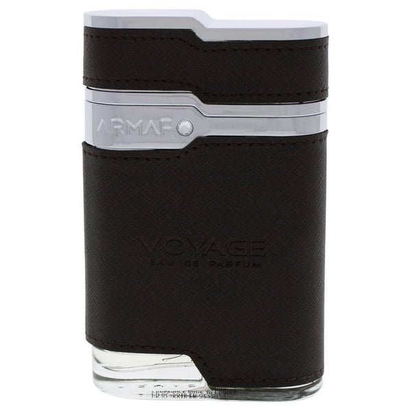 Sticla parfum Armaf Voyage 100 ml, flacon elegant in nuante de maro.