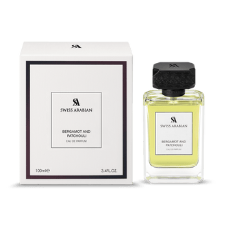 Sticla de parfum Swiss Arabian Bergamot and Patchouli 100 ml, design elegant si luxos, cu finisaje atent lucrate, potrivit pentru iubitorii de parfumuri orientale rafinate