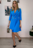 Diana elegant light blue trench dress with pleats