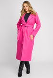 Palton dama lung Scottie roz cu cordon