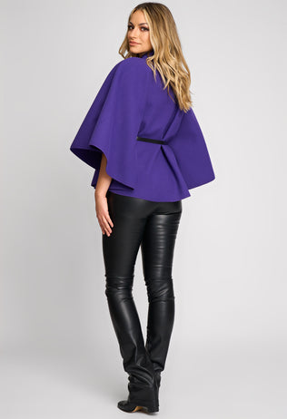 Helen Elegant Purple Cape with Belt