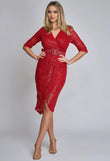Electra midi party dress with red sequins