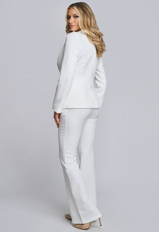 Costum dama elegant Saylor alb cu paiete