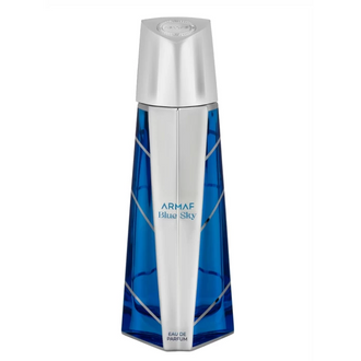 Parfum Armaf Blue Sky 105 ml, flacon albastru vibrant ce evoca cerul senin.