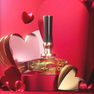Sticla de parfum Afnan Mirsaal with Love 90 ml, design elegant si luxos, cu finisaje atent lucrate, potrivit pentru iubitorii de parfumuri orientale rafinate
