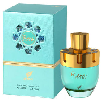 Sticla de parfum Afnan Rare 100 ml, design elegant si luxos, cu finisaje atent lucrate, potrivit pentru iubitorii de parfumuri orientale rafinate