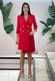Diana elegant red trench dress with pleats