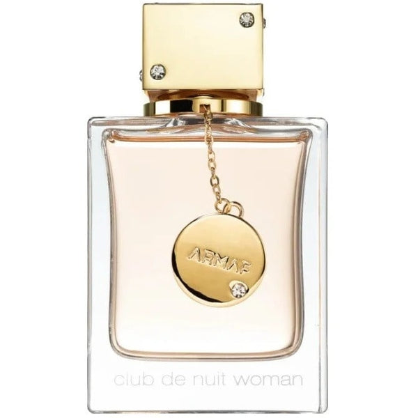 Sticla parfum Armaf Club de Nuit Woman 105 ml, flacon patrat cu cristale.