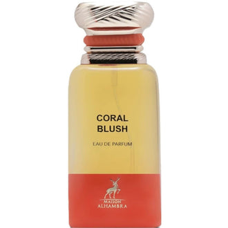 Parfum feminin Alhambra Coral Blush 80 ml, flacon in nuante coral calde si luminoase.