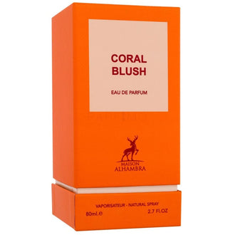 Parfum feminin Alhambra Coral Blush 80 ml, flacon in nuante coral calde si luminoase.