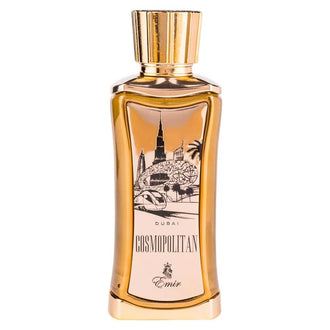 Sticla de parfum Emir Cosmopolitan Dubai 100 ml, design elegant si luxos, cu finisaje atent lucrate, potrivit pentru iubitorii de parfumuri orientale rafinate