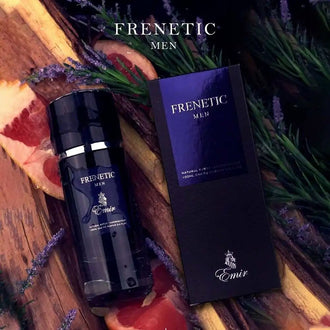 Sticla de parfum Emir Frenetic Men 80 ml, design elegant si luxos, cu finisaje atent lucrate, potrivit pentru iubitorii de parfumuri orientale rafinate