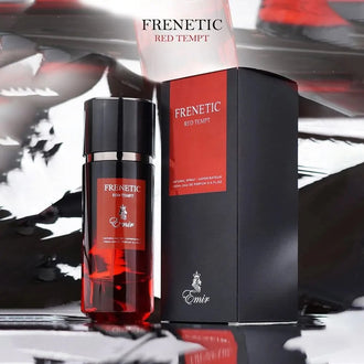 Sticla de parfum Emir Frenetic Red Tempt 80 ml, design elegant si luxos, cu finisaje atent lucrate, potrivit pentru iubitorii de parfumuri orientale rafinate