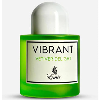 Sticla de parfum Emir Vibrant Vetiver Delight 100 ml, design elegant si luxos, cu finisaje atent lucrate, potrivit pentru iubitorii de parfumuri orientale rafinate