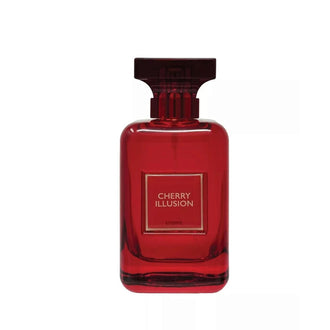 Sticla parfum Flavia Cherry Illusion 100 ml, flacon in nuante de rosu cires.