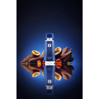Sticla de parfum French Avenue Azzure Aoud 100 ml, design elegant si luxos, cu finisaje atent lucrate, potrivit pentru iubitorii de parfumuri orientale rafinate