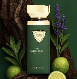 Sticla de parfum French Avenue Haydan - An Equestrian Series 100 ml, design elegant si luxos, cu finisaje atent lucrate, potrivit pentru iubitorii de parfumuri orientale rafinate