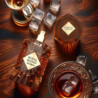 Sticla de parfum French Avenue Royal Blend Bourbon Extract de Parfum 100 ml, design elegant si luxos, cu finisaje atent lucrate, potrivit pentru iubitorii de parfumuri orientale rafinate