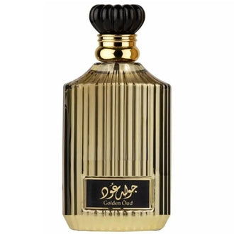 Parfum Asdaaf Golden Oud 100 ml, flacon auriu stralucitor.