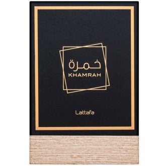 Sticla parfum Lattafa Khamrah 100 ml, flacon din cristal masiv ce aminteste de un pahar de coniac.